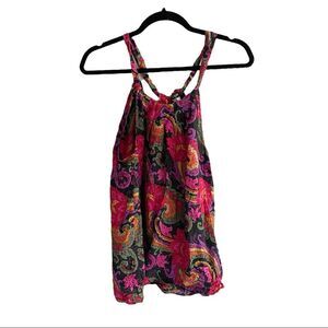 J. CREW Silk Floral Paisley Print Sleeveless Halter Tank Top Blouse S